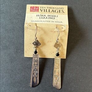 Silver Desert Earrings with Black Accents